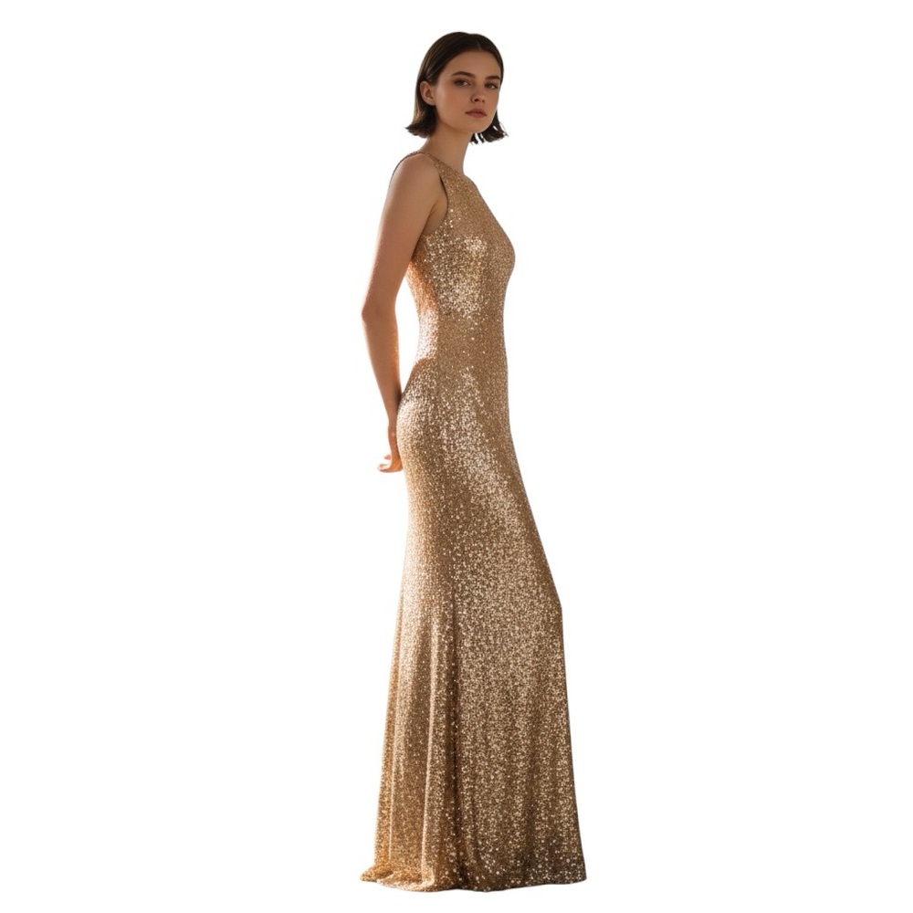 Lulus Elegant Rose Gold Sequin Evening Gown